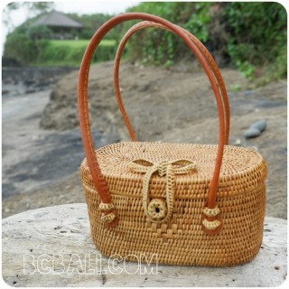 coin bags straw rattan ethnic handmade handwoven bali